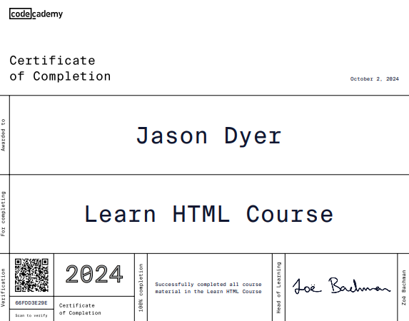 HTML Certification